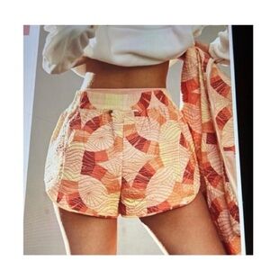 FP Movement by Free People Quilted Patterned Shorts in Peach and Coral NWOT